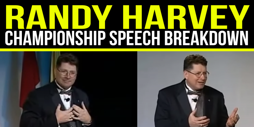 Randy harvey 2004 toastmasters public speaking breakdown analysis tactical talks championship winner matt kramer fat dad love
